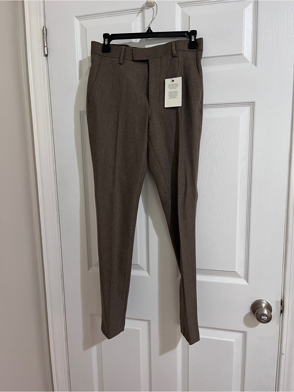 NEW ASOS Men's Tailored Dress Pants in Brown Herringbone